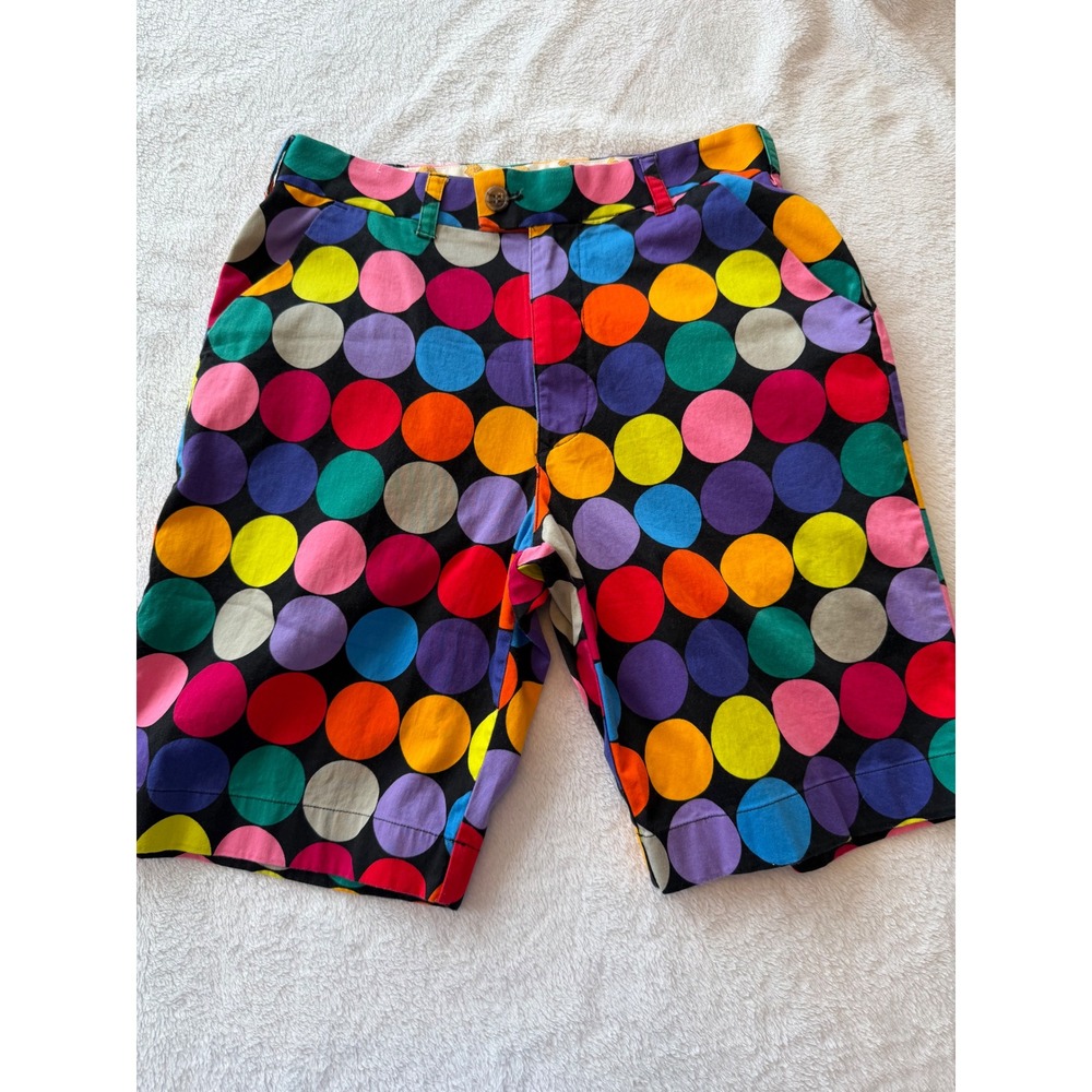 Loudmouth Golf Mens Multi Color Polka Dot Shorts Black Size 30 Stretch Cotton